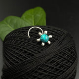 Turq Flower Nose Pin
