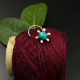 Turq Flower Nose Pin