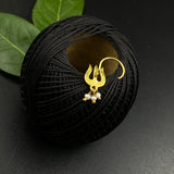 Trishul Pearl Nose Pin (Gold Plated)