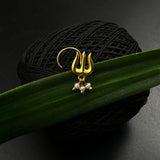 Trishul Pearl Nose Pin (Gold Plated)