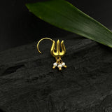 Trishul Pearl Nose Pin (Gold Plated)