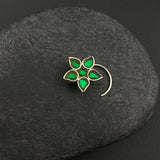 Green Afghani Glass Nose Pin