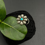 Turq Flower Nose Pin