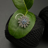 Blue Bloomed Flower Nose Pin