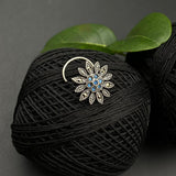 Blue Bloomed Flower Nose Pin