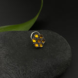 Mustard Floral Kundan Nose Pin