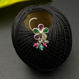 Ruby Emerald Zircon Flower Nose Pin