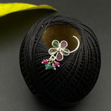 Ruby Emerald Zircon Flower Nose Pin