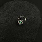 Emerald & Zircon Aztec Nose Pin