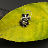 Black Onyx Flower Nose Pin