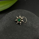 Pretty Flower Nose Pin (Emerald)