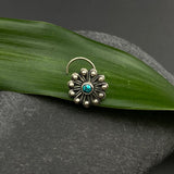 Turq Intricate Flower Nose Pin