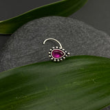 Pink Kundan Drop Nose Pin