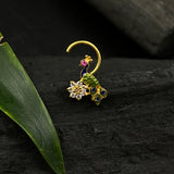 Meenakari Peacock Nose Pin