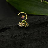 Meenakari Peacock Nose Pin