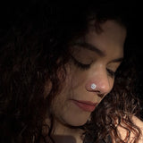 Crescent & Flower Zircon Nose Pin