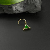 Green Pyramid Nose Pin (gold plated)