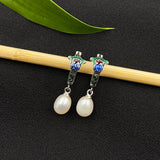 Intricate Meena Pearl Danglers