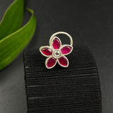 Ruby Petals Nose Pin