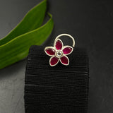 Ruby Petals Nose Pin