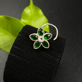 Emerald Petals Nose Pin