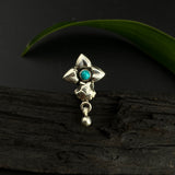 Turquoise Flower Nose Pin