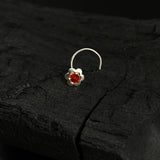 Tangerine Floral Frame Nose Pin
