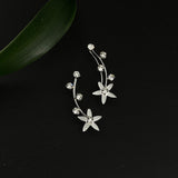Silver Flower Crawler Earrings