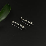 Silver Flower Crawler Earrings
