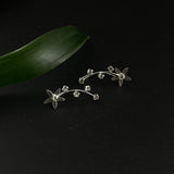 Silver Flower Crawler Earrings