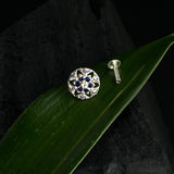 Blue & Zircon Flower Nose Pin