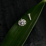 Blue & Zircon Flower Nose Pin