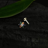 Multi Coloured Flower Nose Pin
