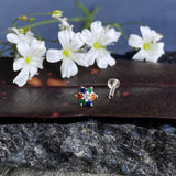 Multi Coloured Flower Nose Pin
