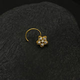 Zircon Flower Nose Pin (gold plated)