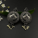 Intricate Black Peacock Earrings