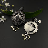 Intricate Black Peacock Earrings