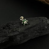 Small Green & Zircon Flower Nose Pin