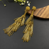 Gold Bugle Beads Danglers