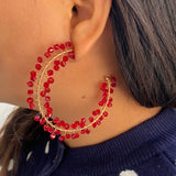 Deep Red Mesh Earrings