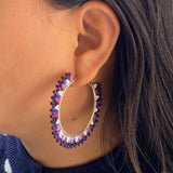 Purple Haze Bugle Glass Beads Earrings