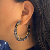 Black & Gold Aztec Bugle Beads Earrings