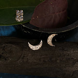 Zircon Crescent Moon Ear Studs