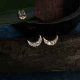 Zircon Crescent Moon Ear Studs