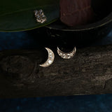 Zircon Crescent Moon Ear Studs