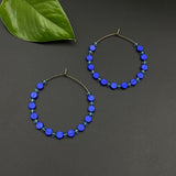 Blue Bead Hoops