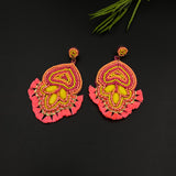 Neon Pink Abstract Earrings