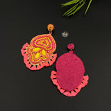 Neon Pink Abstract Earrings