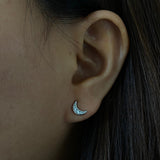 Zircon Crescent Moon Ear Studs