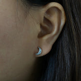 Zircon Crescent Moon Ear Studs